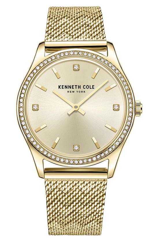 Kenneth Cole Classic Slim Mesh Strap Watch, 34mm In Gold