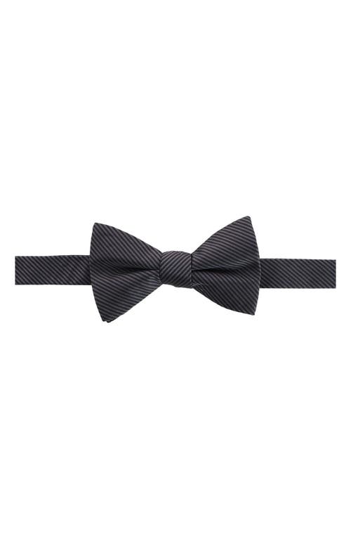 Trafalgar Leyton Stripe Pre-tied Silk Bow Tie In Graphite