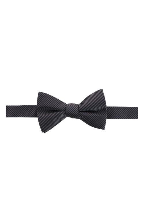 Leyton Stripe Pre-Tied Silk Bow Tie in Graphite