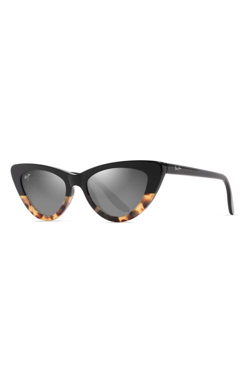 Maui Jim Lychee 52mm Polarizedplus2® Cat Eye Sunglasses In Black W/tokyo Tort