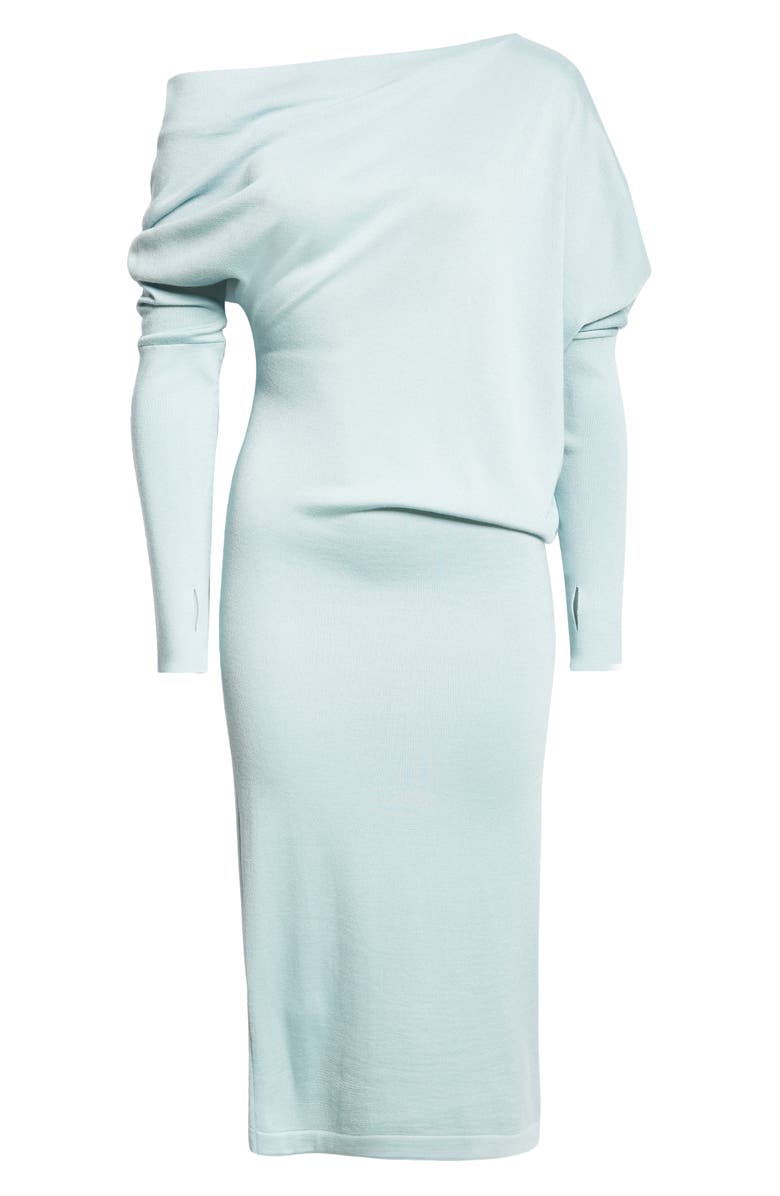 TOM FORD One-Shoulder Long Sleeve Cashmere & Silk Midi Sweater Dress ...