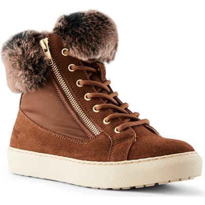Cougar Danica Sneaker Boot With Genuine Rabbit Fur Trim, Brown