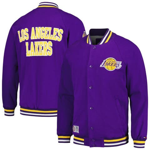 Men's Tommy Jeans Purple Los Angeles Lakers Dane Raglan Full-Snap Varsity Jacket