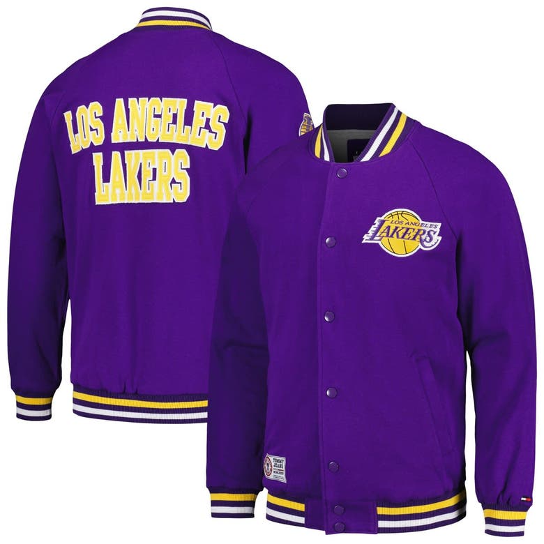 Shop Tommy Jeans Purple Los Angeles Lakers Dane Raglan Full-snap Varsity Jacket