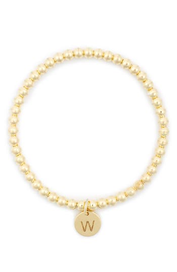 Meshmerise Initial Charm Ball Stretch Bracelet In Yellow-w
