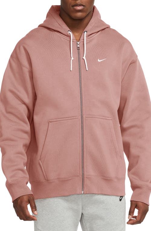 Nike Solo Swoosh Zip Hoodie In Pink