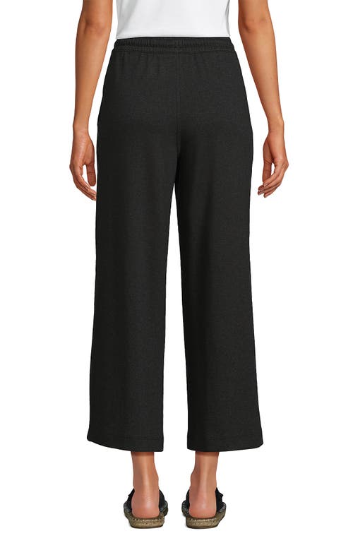 Shop Lands' End Sport Knit Pull On Drawstring Wide Leg Crop Pants In Dark Charcoal Heather