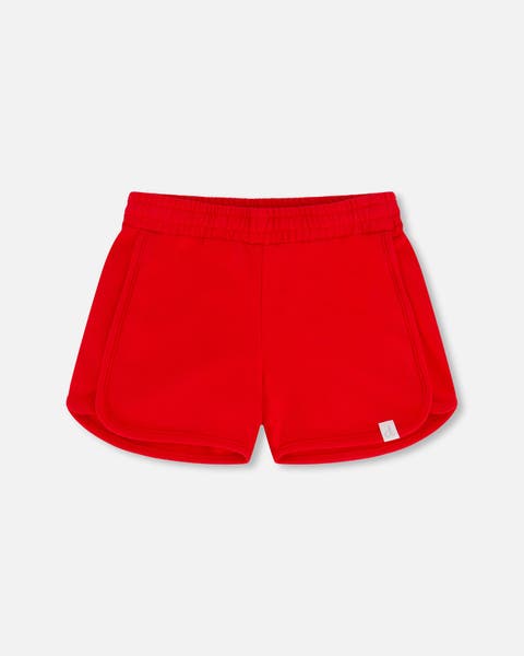 Little Girl's French Terry Short True Red