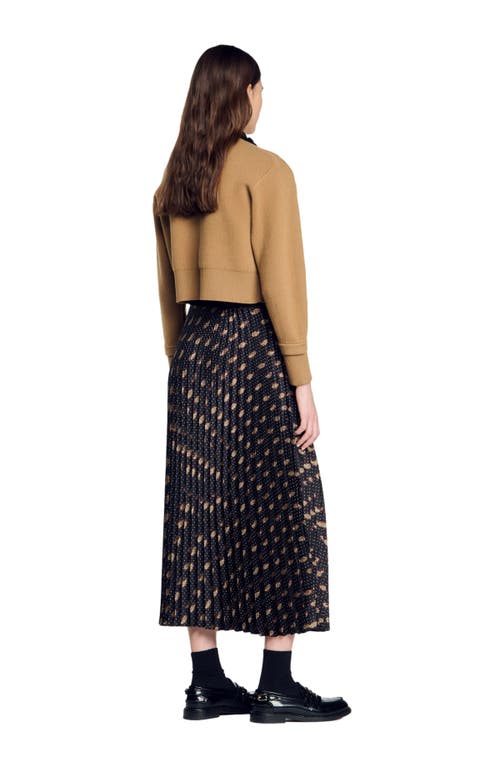 Shop Sandro Long Paisley Skirt In Mustard/burgundy