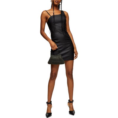 Topshop Joni Asymmetrical Body-Con Minidress, US (fits like 10-12) - Black