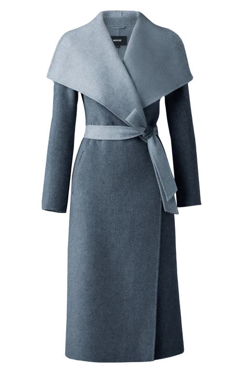 Mackage Mai Wool Belted Wrap Coat In Carbon Mix-light Grey Mix