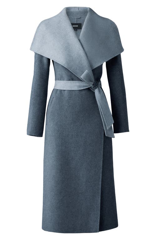 Shop Mackage Mai Wool Long Wrap Coat In Carbon Mix-light Grey Mix