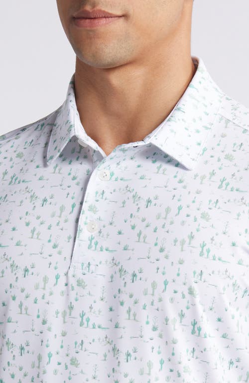 Mizzen + Main Mizzen+main Halyard Trim Fit Print Performance Polo In White Lone Cacti