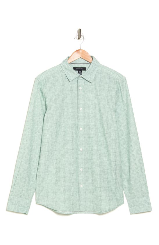 Shop Kenneth Cole Printed Button-up Sport Shirt In Mint