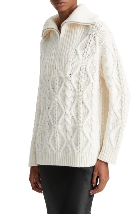 Shop Vince Oversize Cable Stitch Half Zip Sweater In Off White