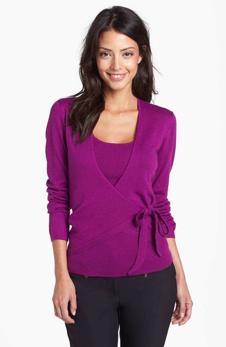 Anne Klein Faux Wrap Pullover Sweater (Petite) | Nordstrom