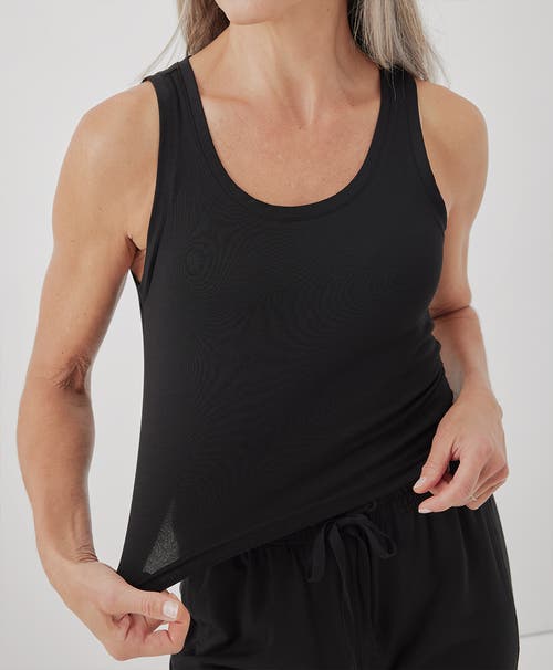 Pact Organic Cotton Cool Stretch Fitted Lounge Tank In Black