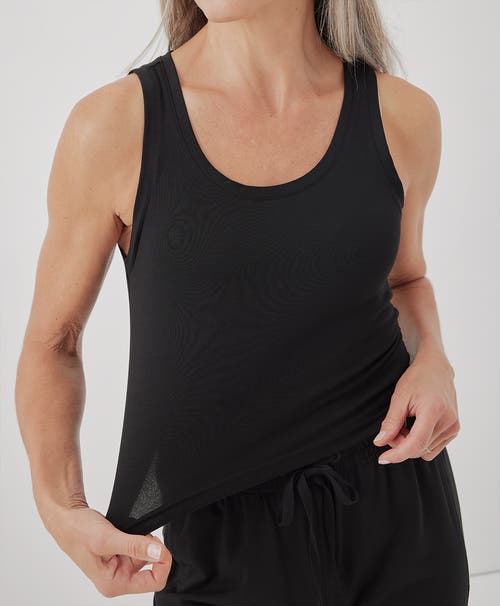 Shop Pact Organic Cotton Cool Stretch Fitted Lounge Tank In Black