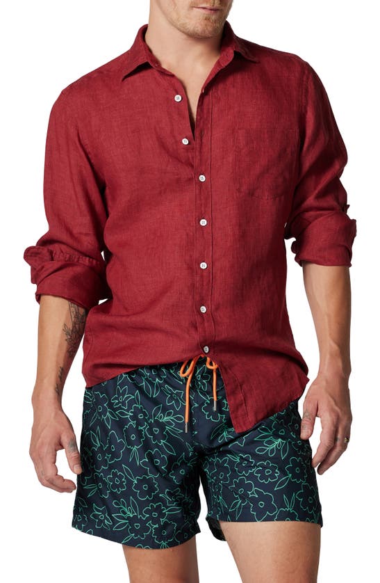 Rodd & Gunn Coromandel Button-up Linen Shirt In Red Crab