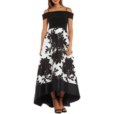 Morgan & Co. Off The Shoulder Bodice High/low Hem Ballgown