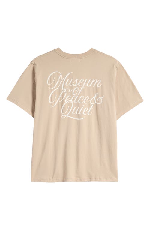 Shop Museum Of Peace And Quiet Museum Of Peace & Quiet Scribe Logo Graphic T-shirt In Taupe