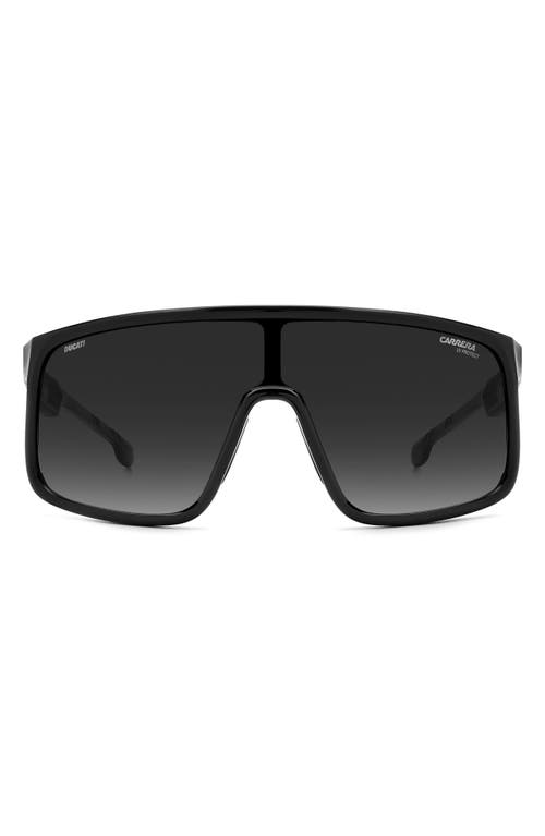 Carrera Eyewear 99mm Shield Sunglasses in Black/Grey Shaded