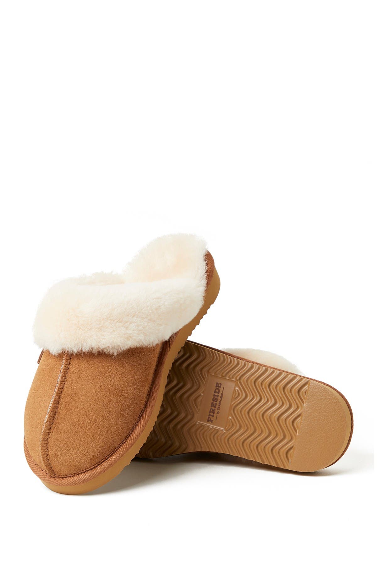 women's dluxe by dearfoams sydney genuine shearling scuff slide slippers