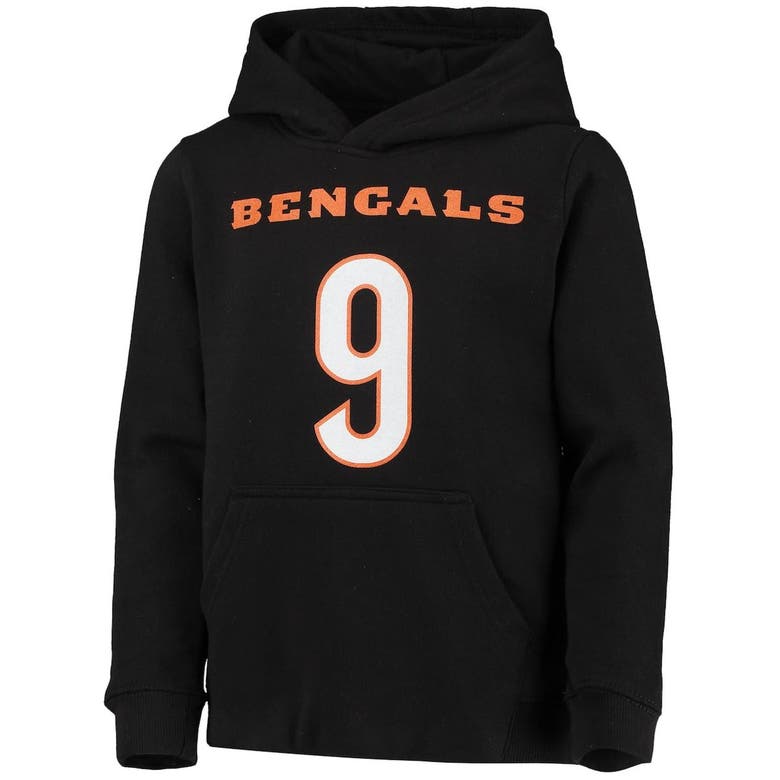 OUTERSTUFF YOUTH JOE BURROW BLACK CINCINNATI BENGALS MAINLINER PLAYER NAME & NUMBER PULLOVER HOODIE