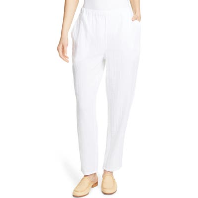 Eileen Fisher Tapered Organic Cotton Pants, White