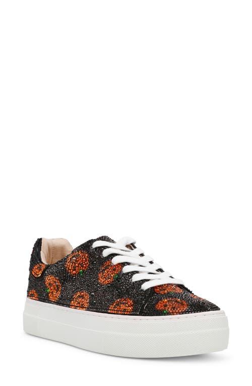 Betsey Johnson Sidny Crystal Pavé Platform Sneaker in Pumpkin 