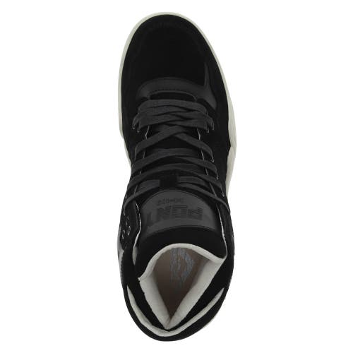 Pony Mens M110 Lux Genuine Leather And Suede Premium Lace Up Athletic Sneaker Shoe In Black/off White