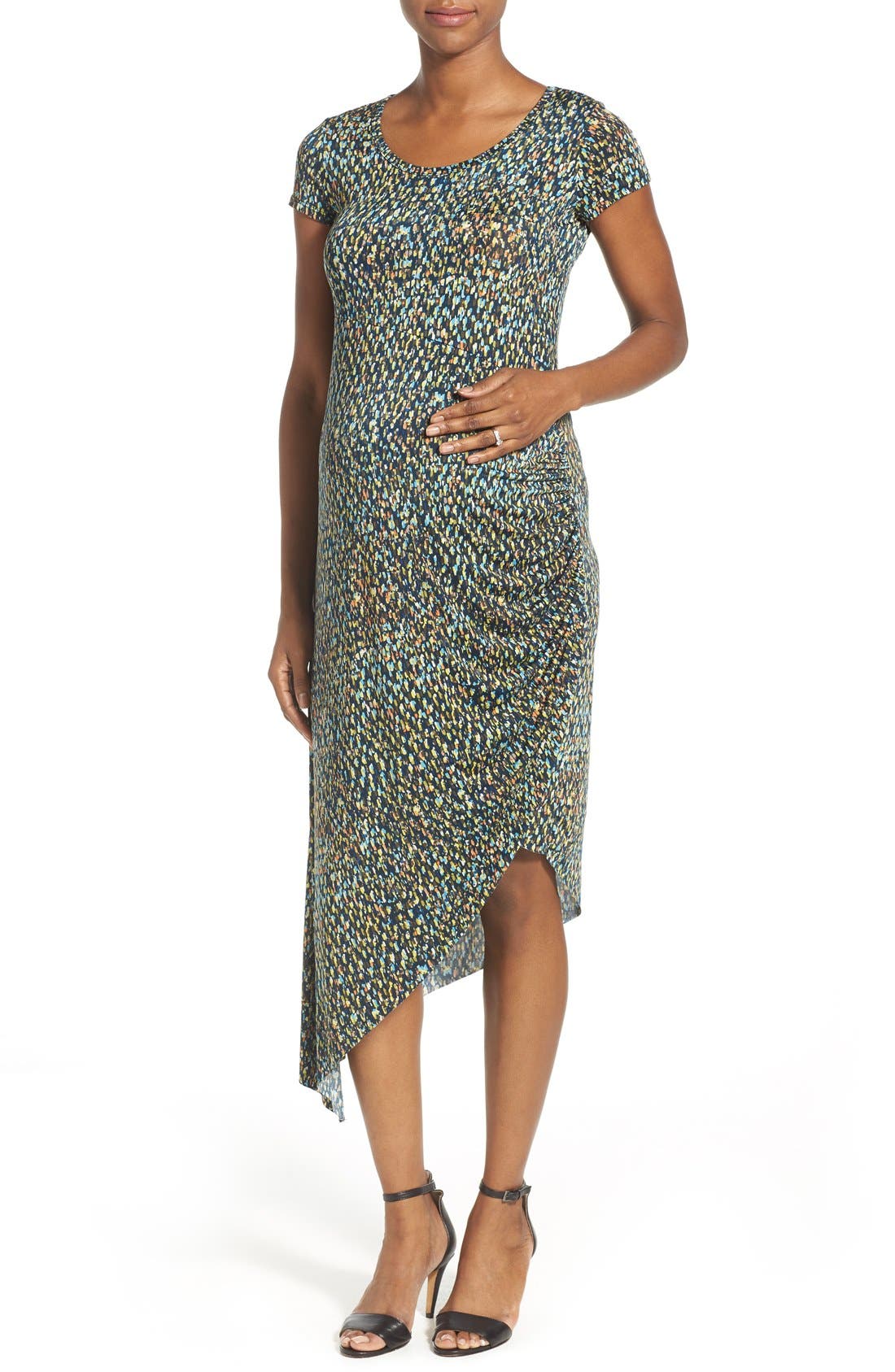 The Urban Ma Print Side Ruched Maternity Dress