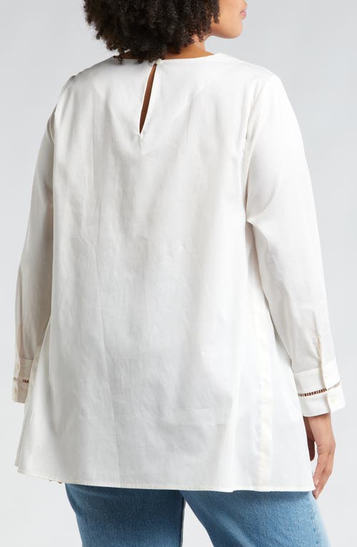 Shop Harshman Isolde Long Sleeve Cotton Top In Ivory