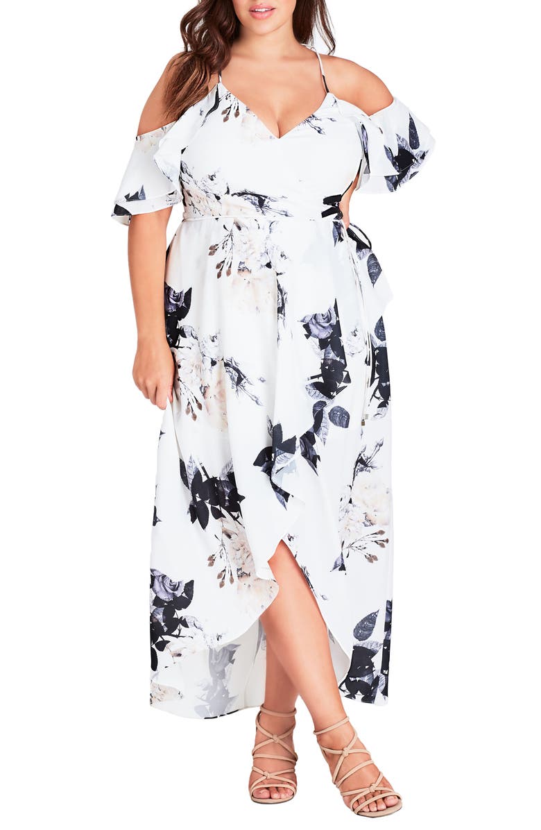 City Chic Floral Print Ruffle Maxi Dress (Plus Size) | Nordstrom