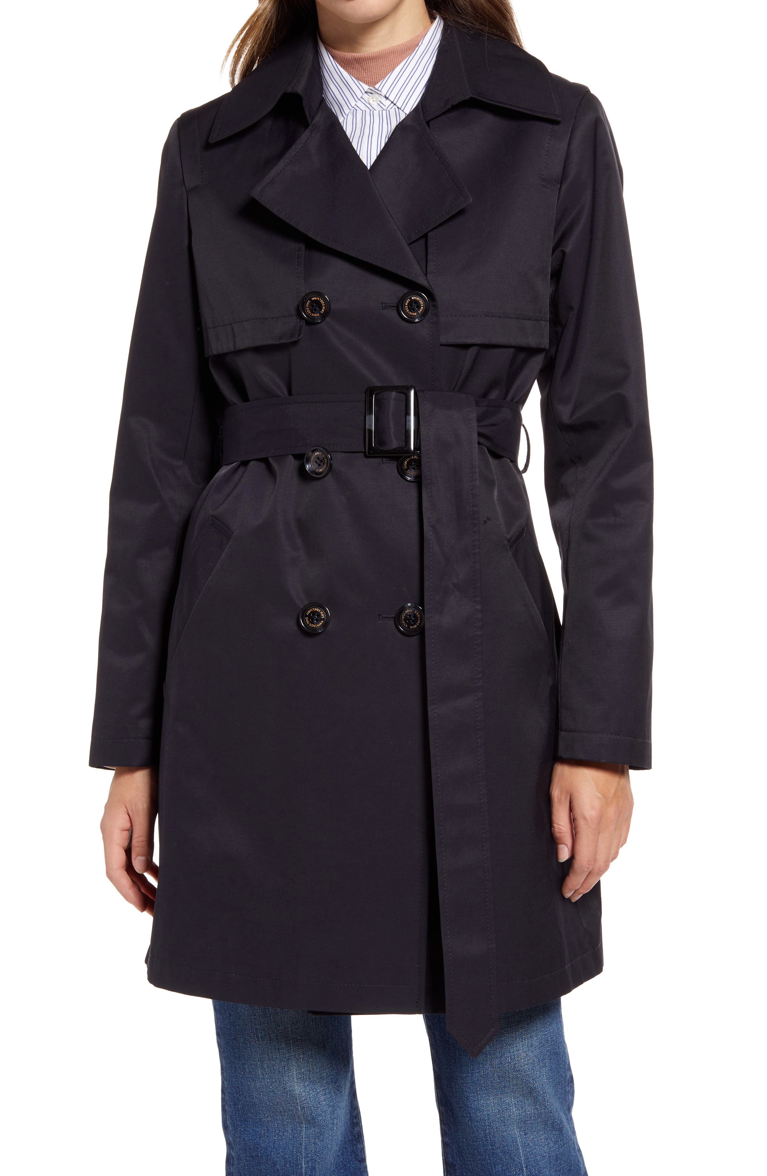 thin black trench coat