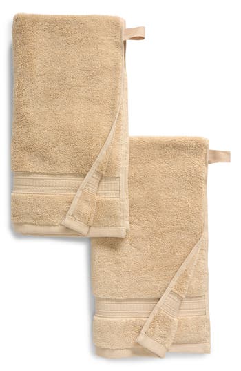 Nordstrom Rack Zero Twist 2-pack Cotton Hand Towels In Beige Oyster