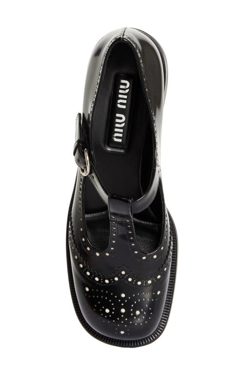 Shop Miu Miu Wingtip Mary Jane In Nero/avorio