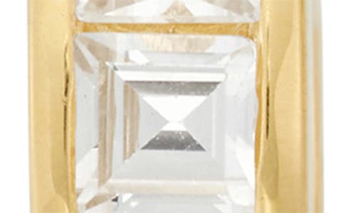 Fzn Lab-created Stone Row Huggie Hoop Earrings In White Sapphire