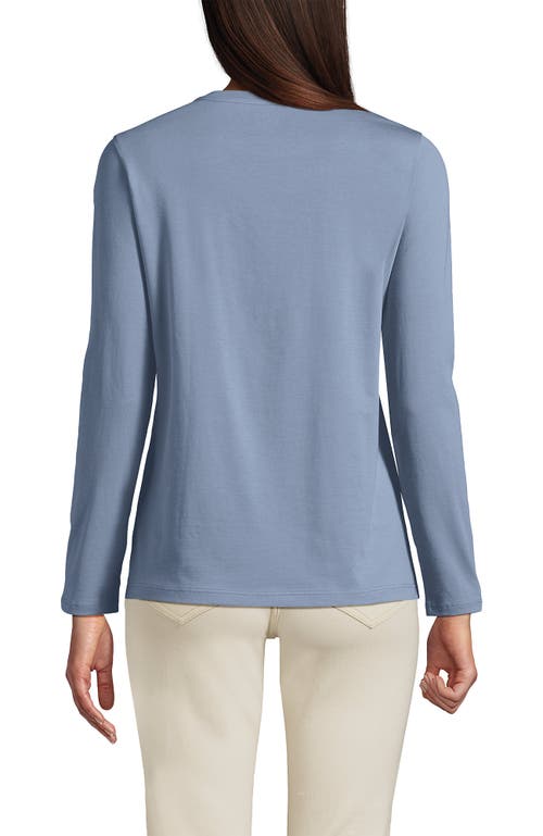 Shop Lands' End Relaxed Supima Cotton Long Sleeve Crew Neck T-shirt In Pale Slate Blue