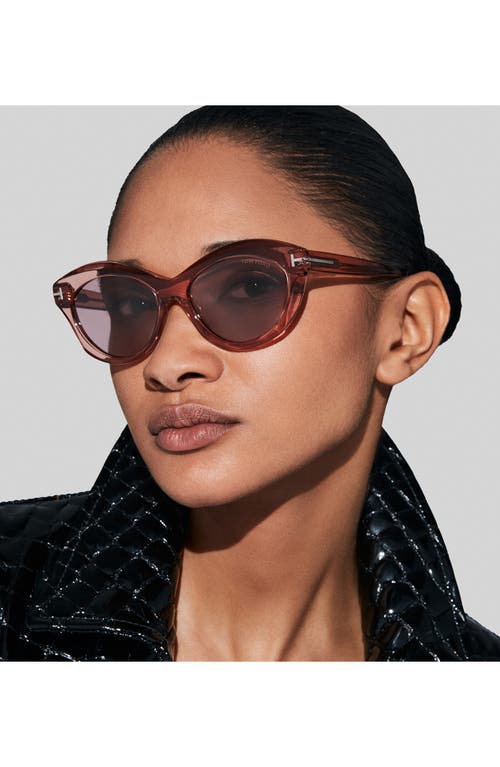 Shop Tom Ford Toni 55mm Oval Sunglasses In Shiny Light Rose/pink Silver