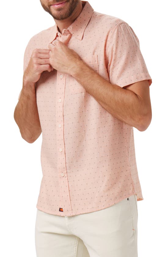 Shop The Normal Brand Freshwater Short Sleeve Button-up Shirt In Double Nep Copper Dobby