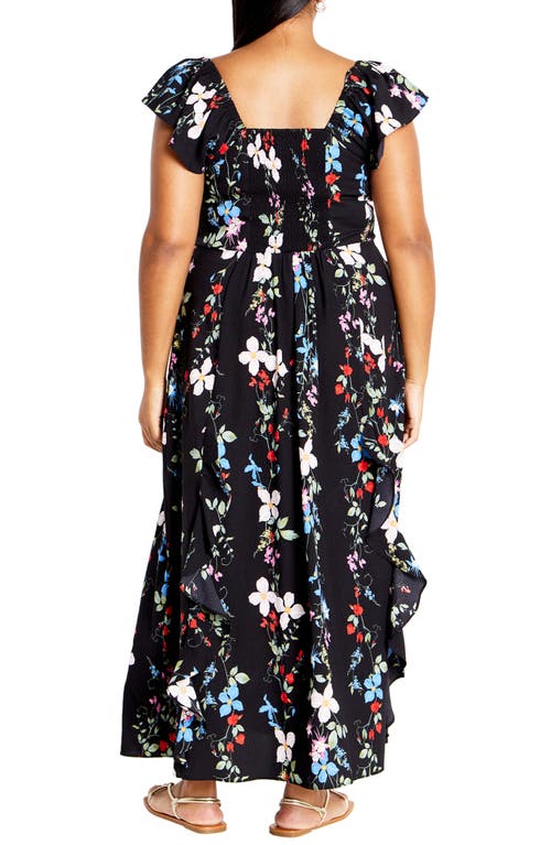 Shop City Chic Frill Fee Print Maxi Dress In Floral Display