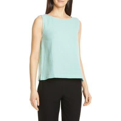 Eileen Fisher Bateau Neck Organic Cotton Tank, Blue