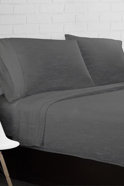 Set includes one flat sheet, one fitted sheet and two standard. ella jayne grey heather jersey knit 4
