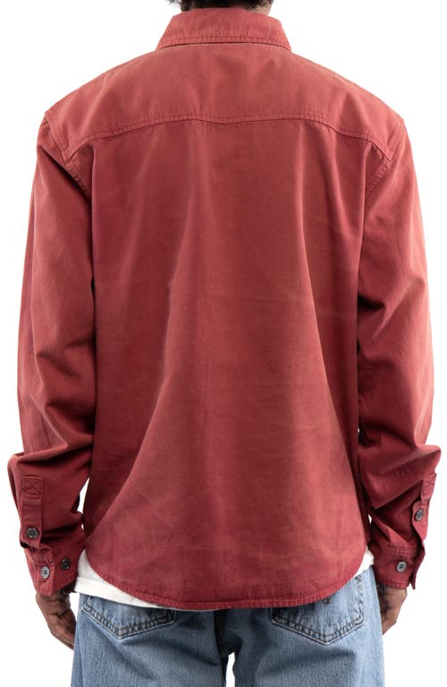 Shop Round Two Overdye Canvas Button-up Shirt In Maroon