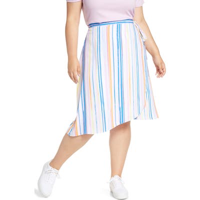 Plus Size Bp. Stripe Midi Wrap Skirt, Blue