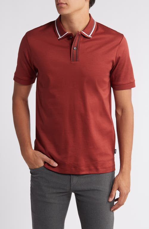 BOSS Phillipson Cotton Polo Brown Orange at Nordstrom,