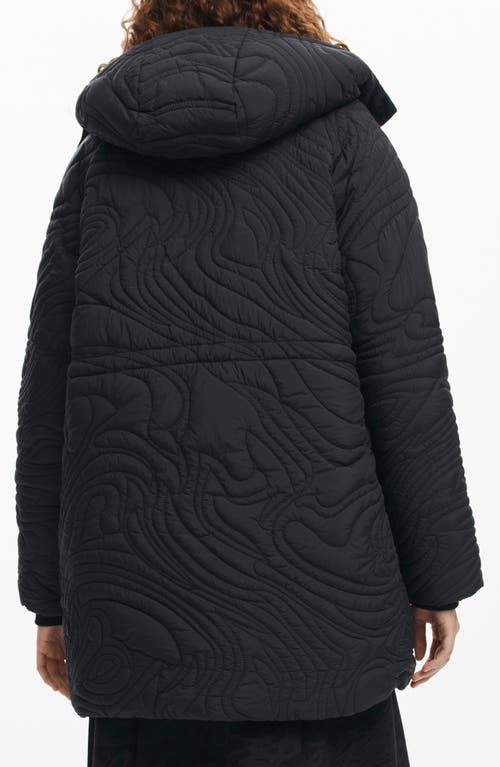 Desigual Aarhus Quilted Coat In Black