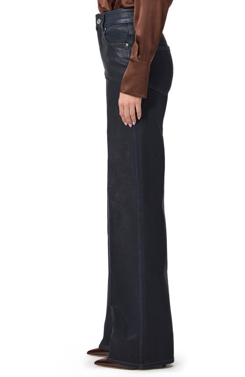 Shop Paige Sasha Coated High Waist Wide Leg Jeans In Glazed Indigo Coating