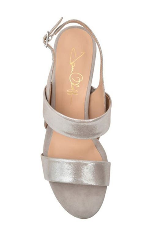 Joan Oloff Fortune Slingback Sandal In Grey Shimmer Suede